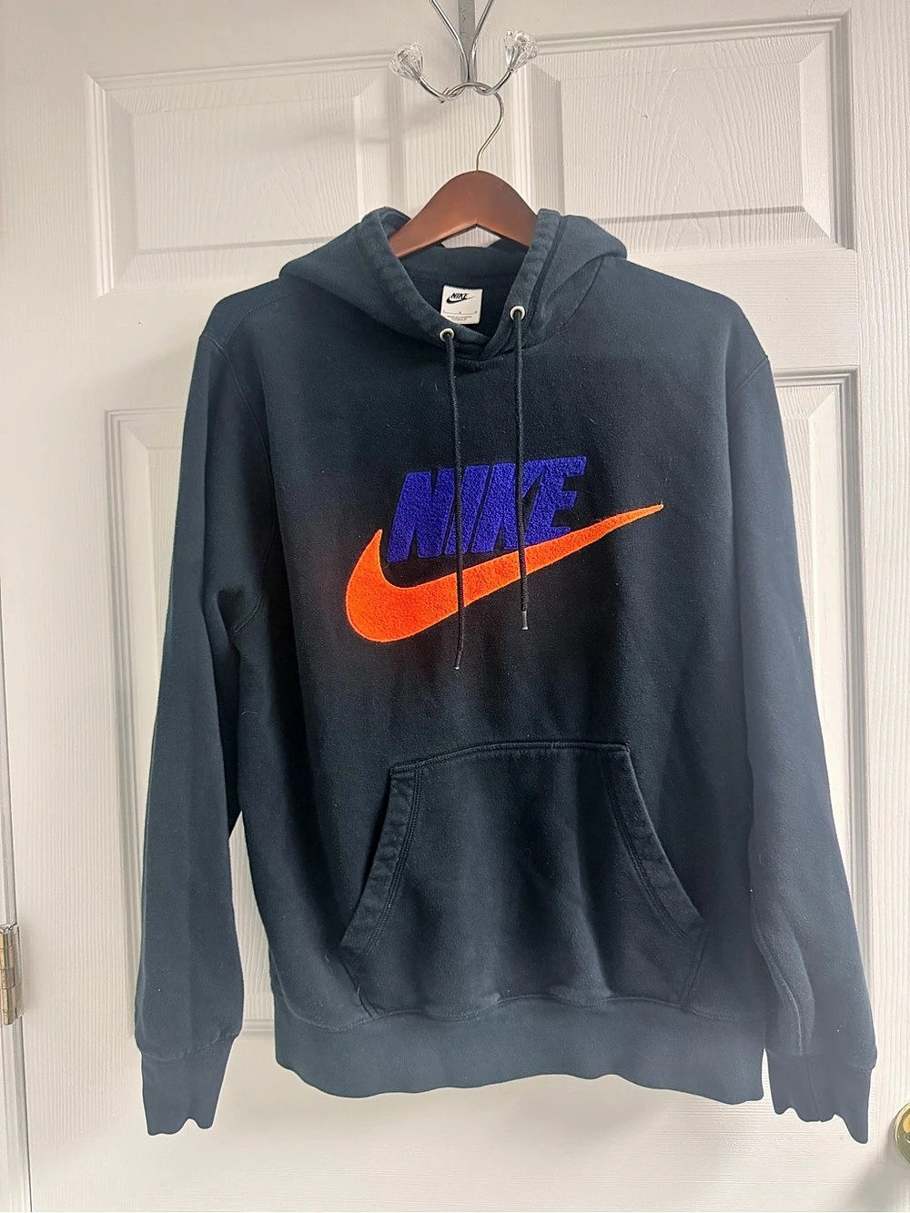 Nike Club Fleece Chenille Futura Pullover Hoodie Black & Orange